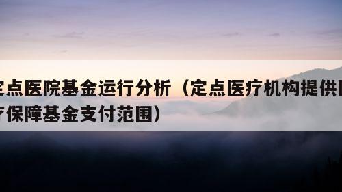 定点医院基金运行分析（定点医疗机构提供医疗保障基金支付范围）