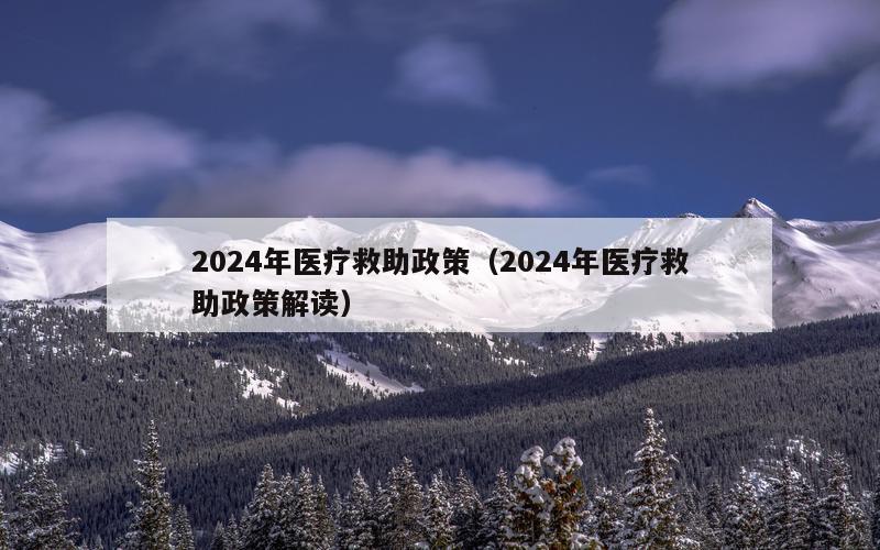 2024年医疗救助政策（2024年医疗救助政策解读）