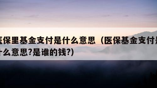 医保里基金支付是什么意思（医保基金支付是什么意思?是谁的钱?）