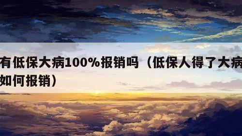 有低保大病100%报销吗（低保人得了大病如何报销）